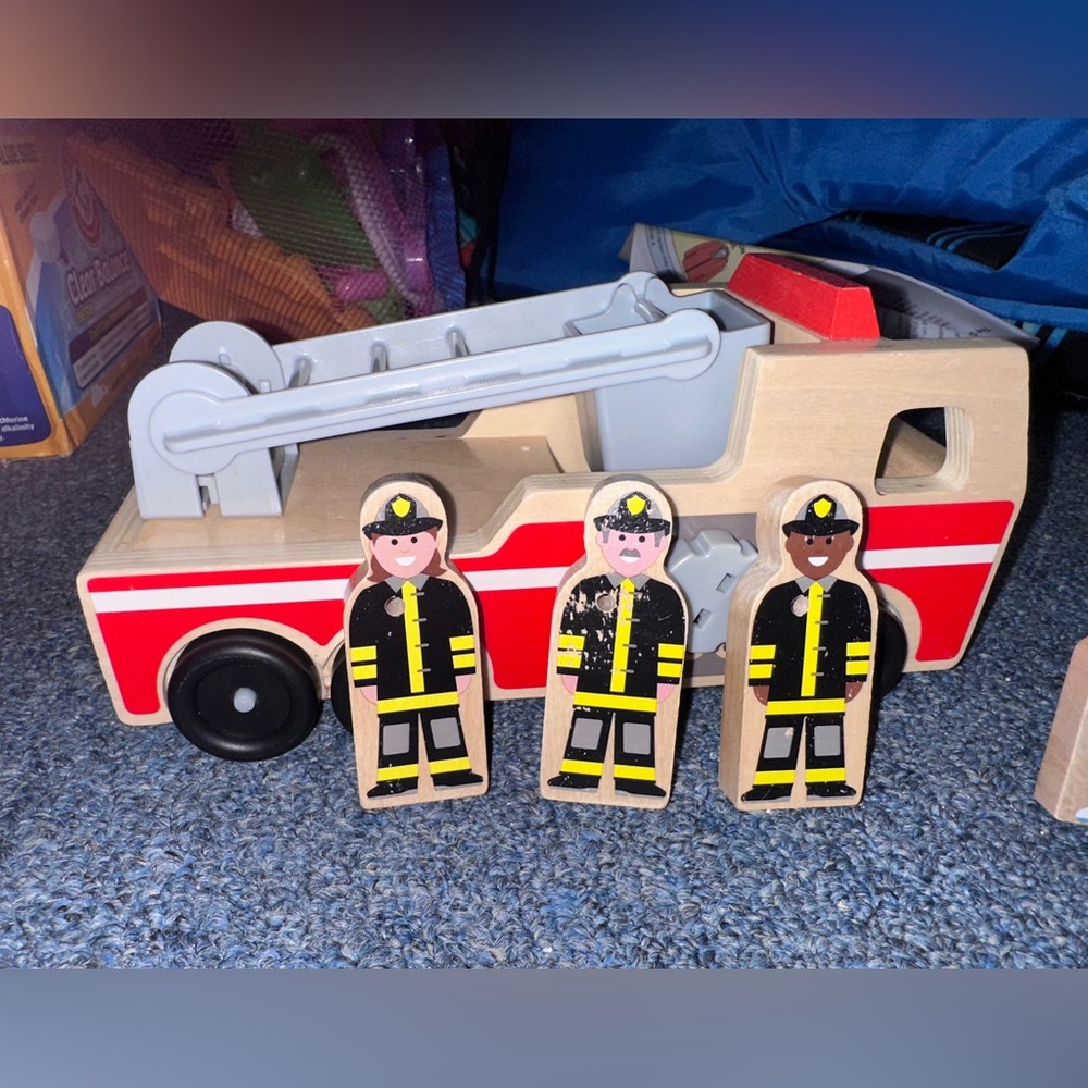 Melissa & Doug Fire Truck with Three Firefighter Figurines